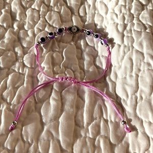 Purple evil eye adjustable bracelet